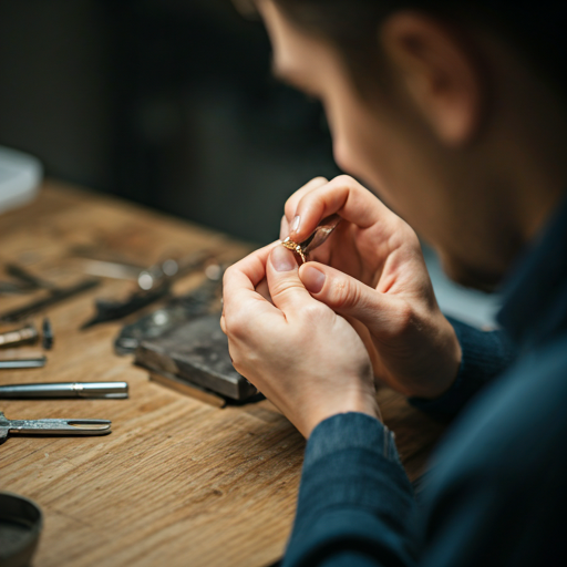 Jeweler working on a ring setting